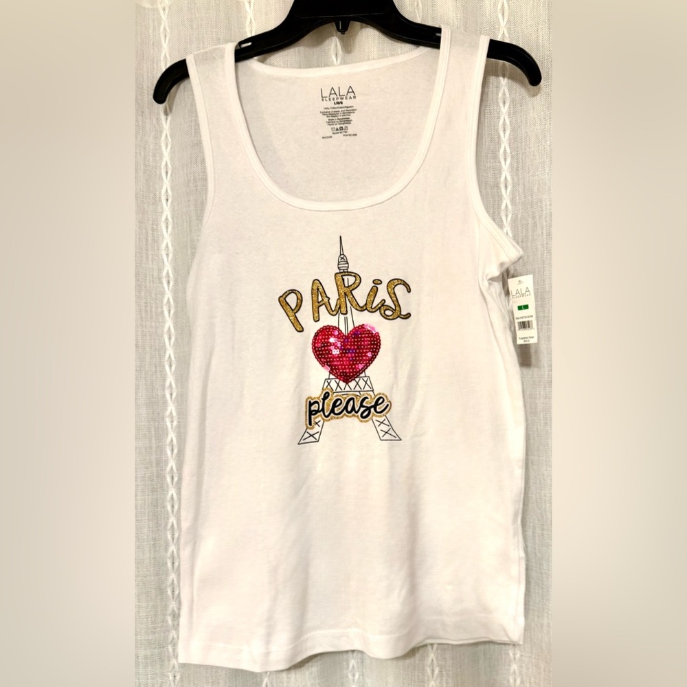 NWTs LALA sleepwear “PARIS Please” tank top. Sz. L